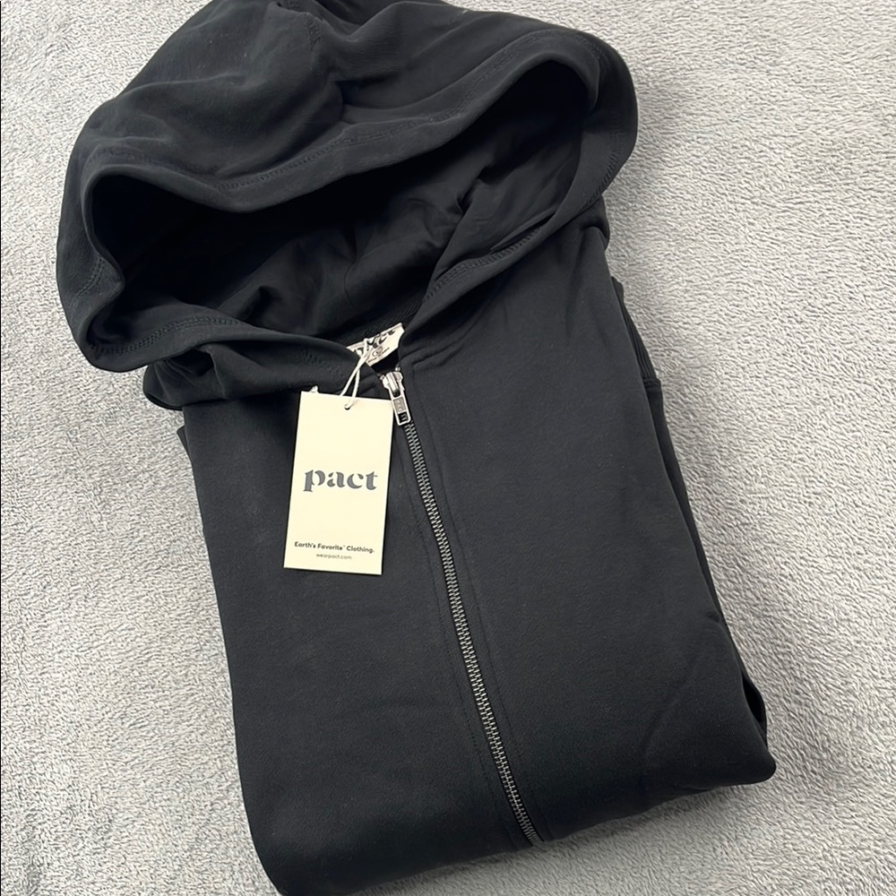 NEW‎ L Pact Organic Unisex Women's Men's Black One For All Full Zip Hoodie